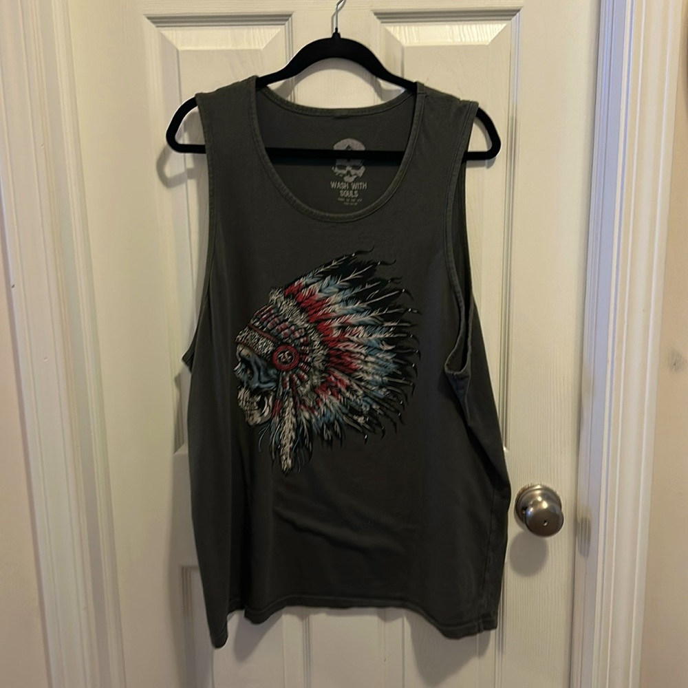 Wash with Souls Feather Headdress Front Mens Print T-shirt (Size XL)